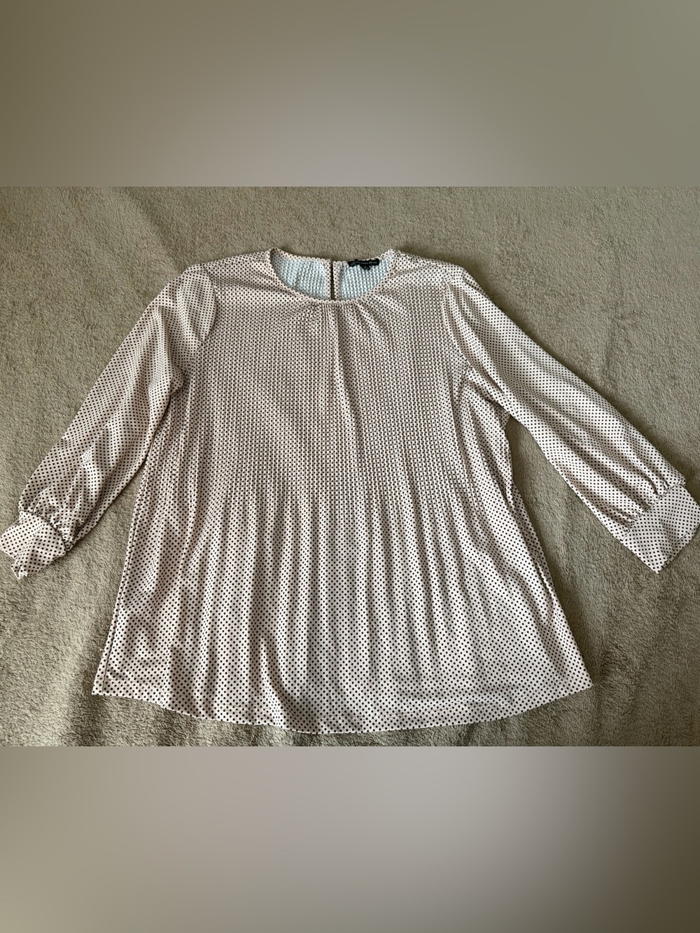 Adrianna Papell Cream and Black Polka Dot Blouse